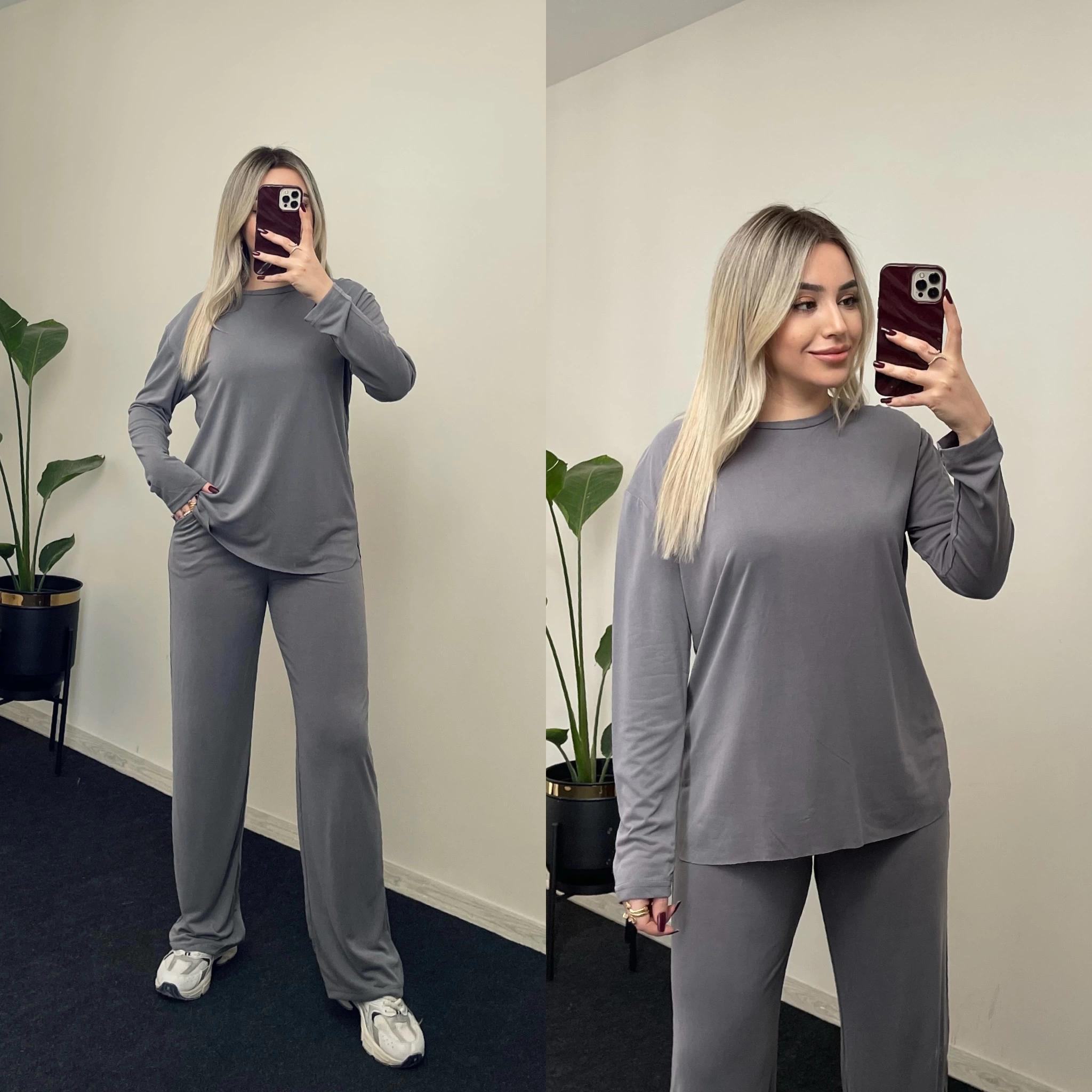 Oysho Bisiklet Yaka Gri Modal Takım