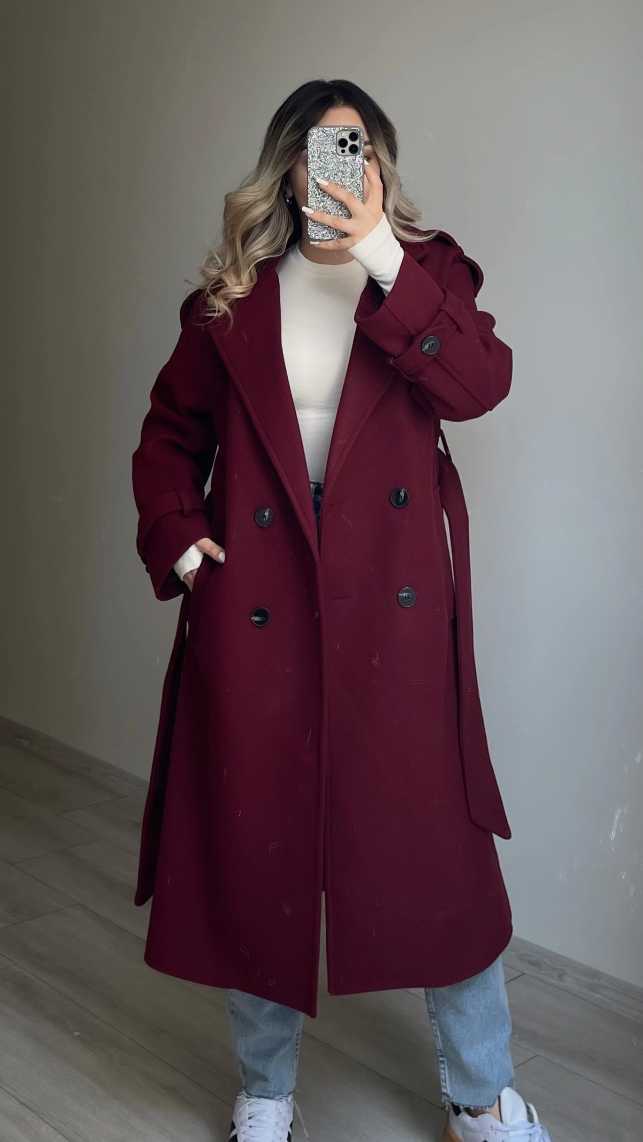 Premium Kaşe Kaban Bordo