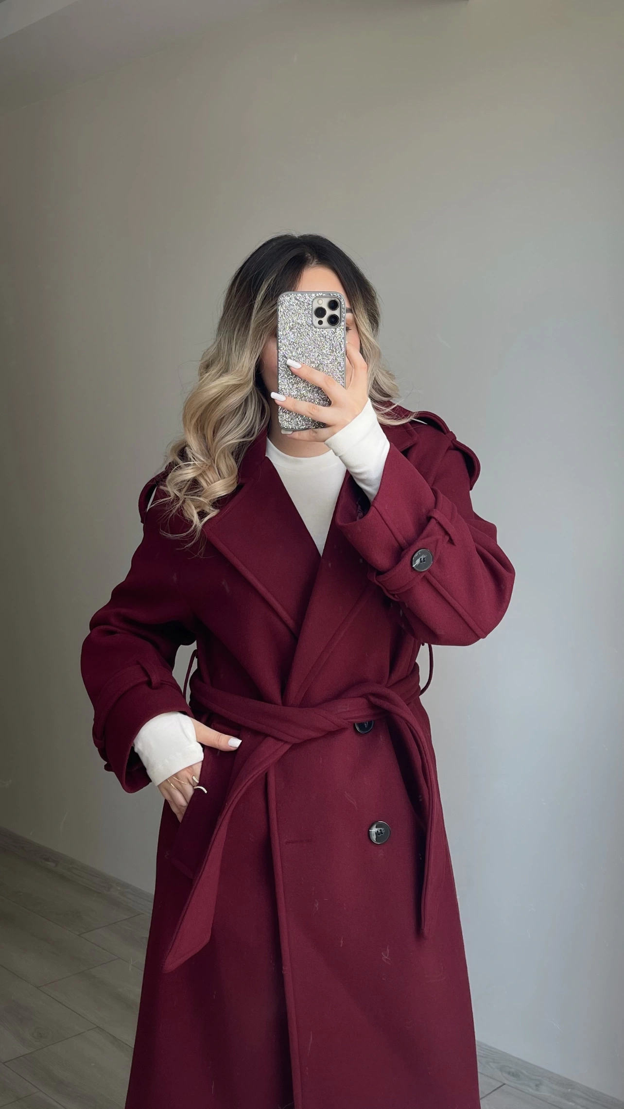 Premium Kaşe Kaban Bordo
