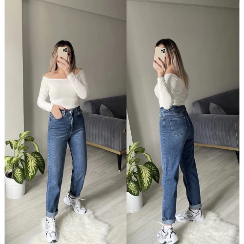 ZR Koyu Lacivert Mom Jean