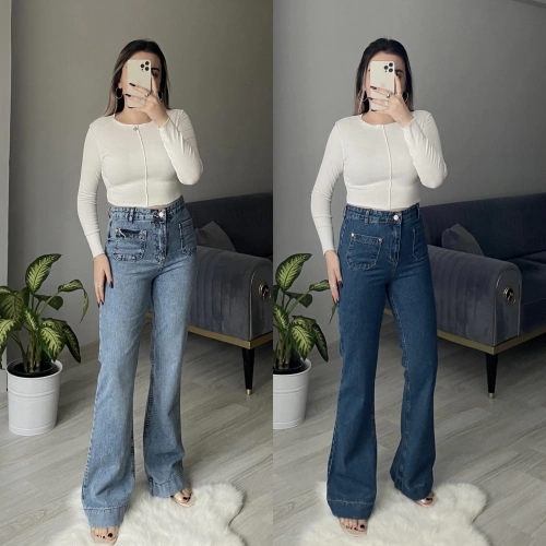 ZR Önü Cepli Flare Jeanler