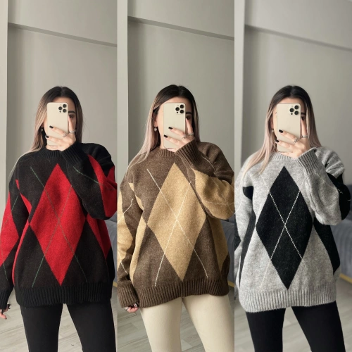 Baklava Desenli Trend Kazak