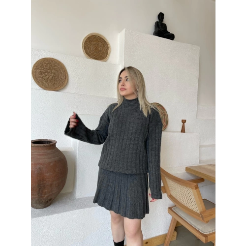 Etekli Triko Takım Antrasit