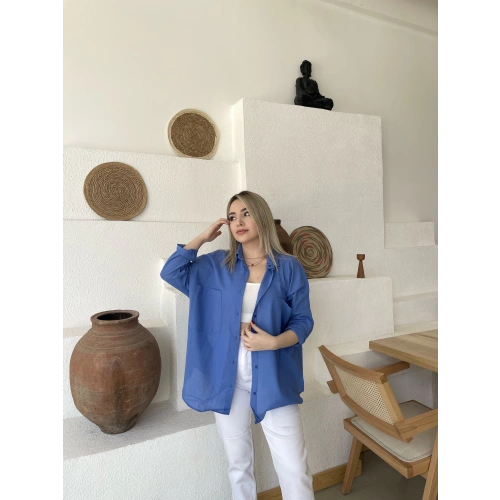 Mavi Keten Gömlek
