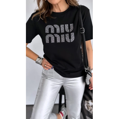 Miu Miu Taşlı Siyah Tshirt