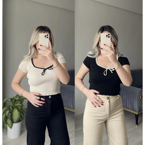 Brshka Model Kontrast Fiyonklu Bluz