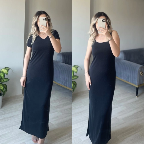 Oysh V Yaka ve Askılı Modal Elbiseler