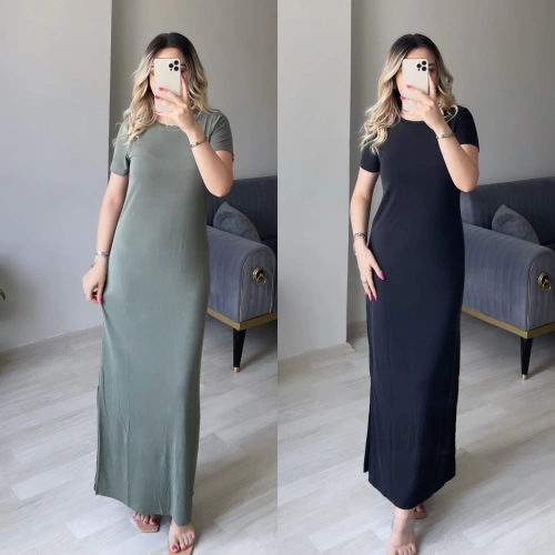 Oysh Bisiklet Yaka Modal Elbise