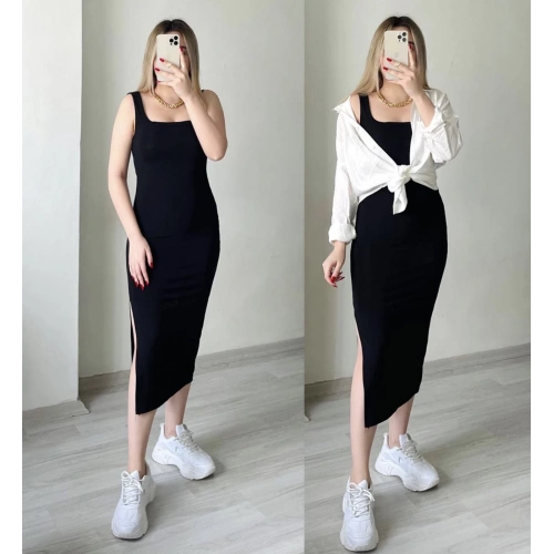 Brshk Yırtmaç Detaylı Midi Elbise