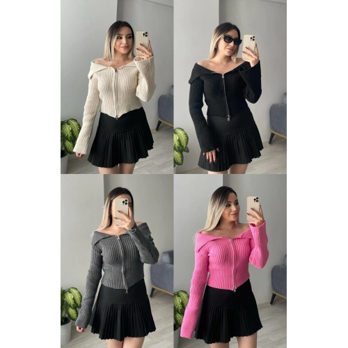 Fermuar Detaylı Triko Bluzler