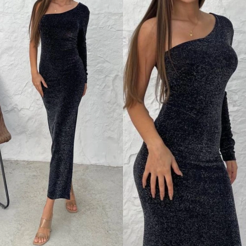 Simli Tek Kol Elbise