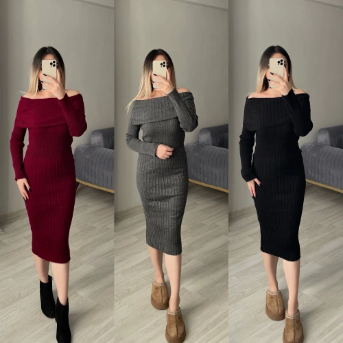 Madonna Yaka Triko Elbise