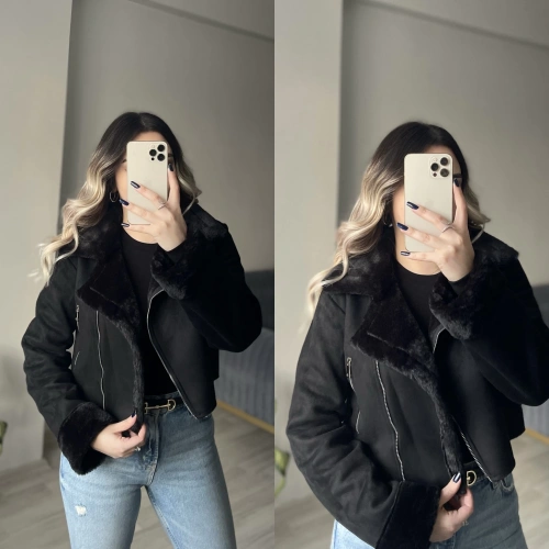 Stradi Model İçi Kürklü Biker Mont