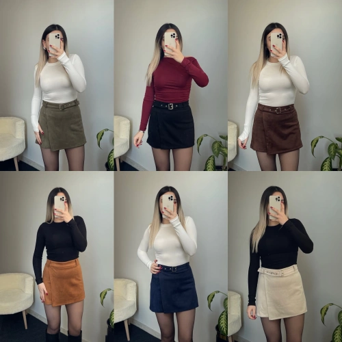 Kemerli Süet Şort Etekler