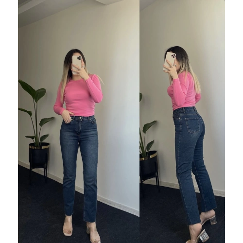 ZR Lacivert Likralı Mom Fit Jean