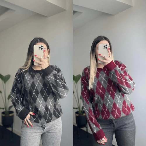 Massi Baklava Desen Sakallı Kazak