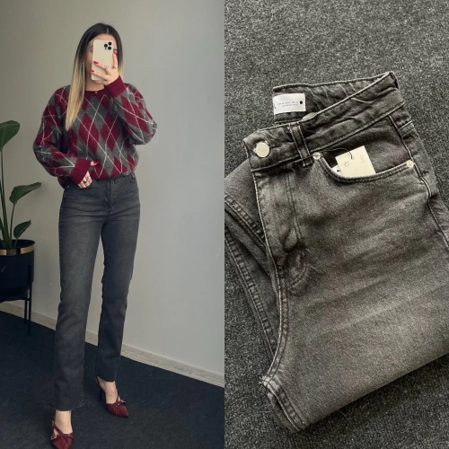ZR Füme Likralı Mom Fit Jean