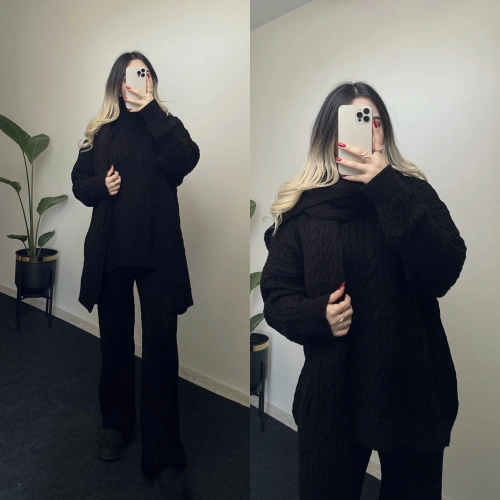 Örgü 3’lü Takım Siyah