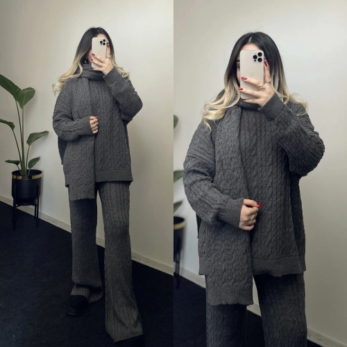 Örgü 3’lü Takım Antrasit