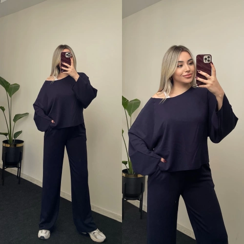 Oysh Omuz Detaylı Modal Takım Lacivert