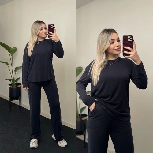 Oysho Bisiklet Yaka Antrasit Modal Takım