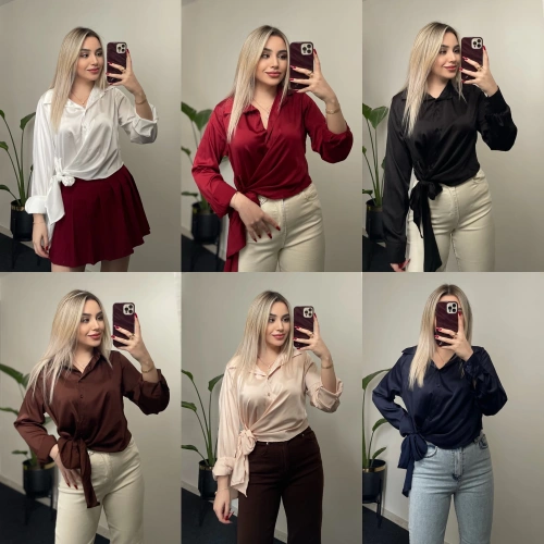 Yandan Bağlamalı Saten Gömlekler