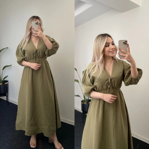 Müslin Elbise Haki