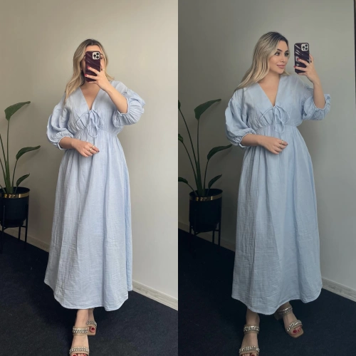 Müslin Bebe Mavisi Elbise