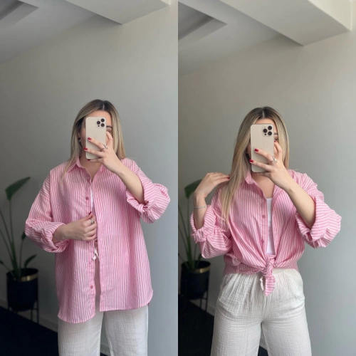 Çizgili Pembe Gömlek