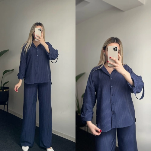 Modal Kumaş Gömlekli Lacivert Takım