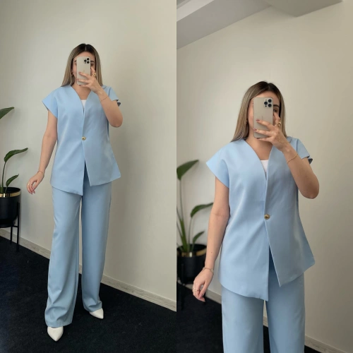 Premium Kalite Yelek Takım Bebe Mavi