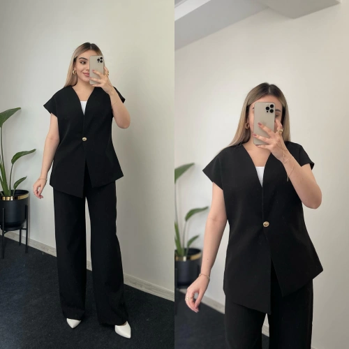 Premium Kalite Yelek Takım Siyah