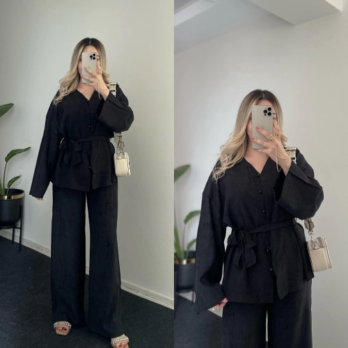 İkili Siyah Viskon Takım