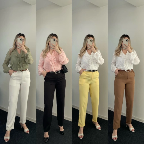 Kemerli Kumaş Pantolonlar