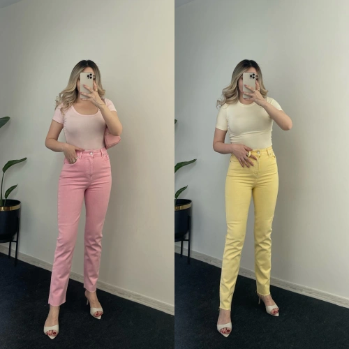 Renkli Boyfit Jeanler