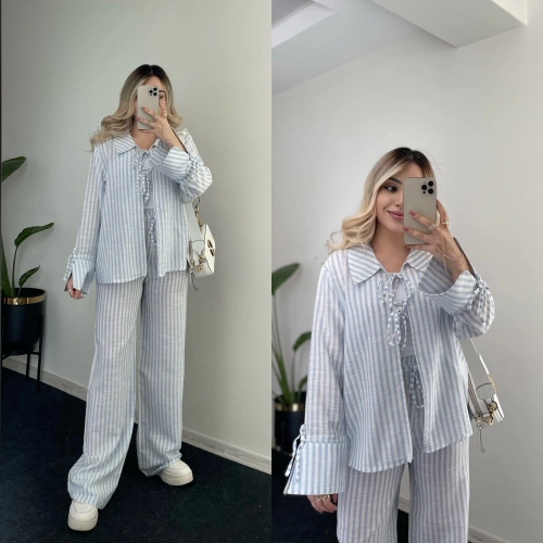 Mavi Çizgili Pinterest Takım