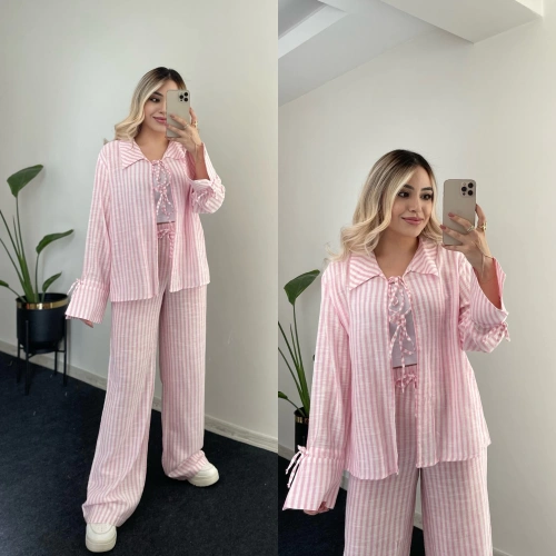 Pembe Çizgili Pinterest Takım