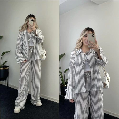 Antrasit Çizgili Pinterest Takım