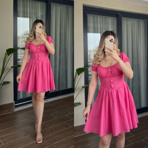 Beli Korseli Pembe Elbise