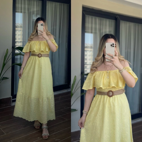 Sarı Fisto Elbise