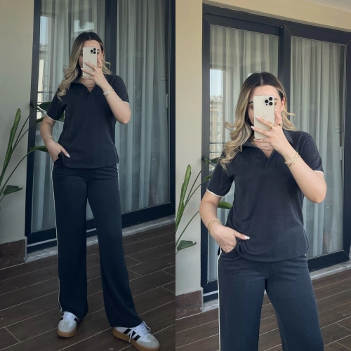 Oysh Polo Yaka Antrasit Modal Takım