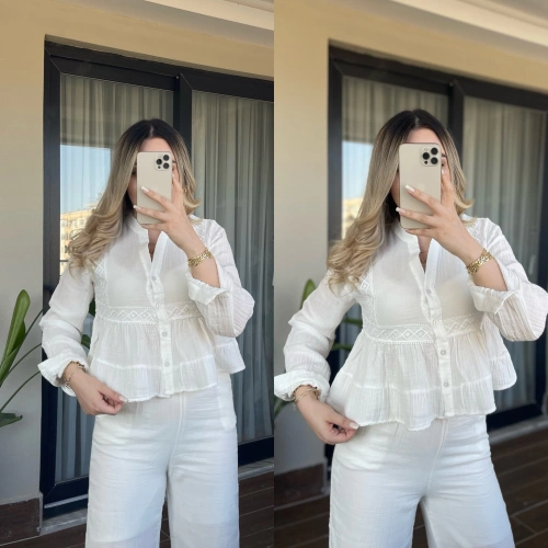 Dantel Gömlek Beyaz