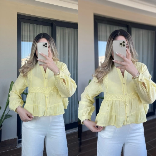 Dantel Gömlek Sarı