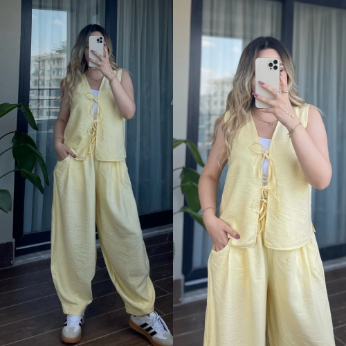 Tensel Şalvar Takım Sarı