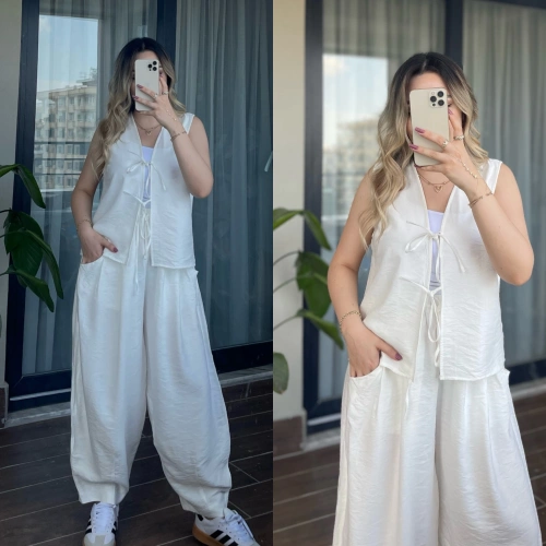 Tensel Şalvar Takım Beyaz