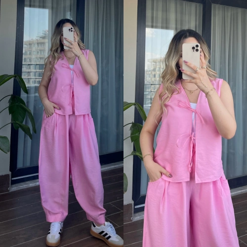 Tensel Şalvar Takım Pembe