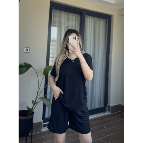 Oysh Tişört Şort Takım Koyu Antrasit