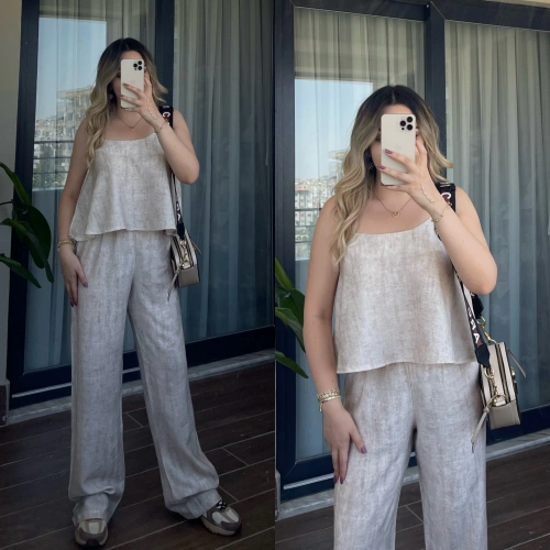 İp Askılı Taş Rengi Takım