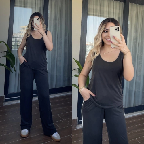 Oysh Şerit Detaylı Eşofman Takımı Antrasit