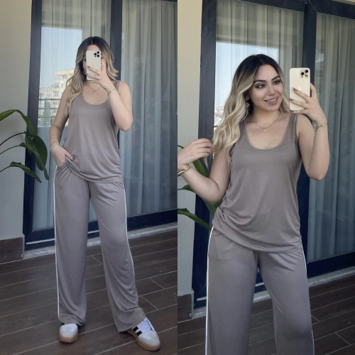 Oysh Şerit Detaylı Eşofman Takımı Vizon